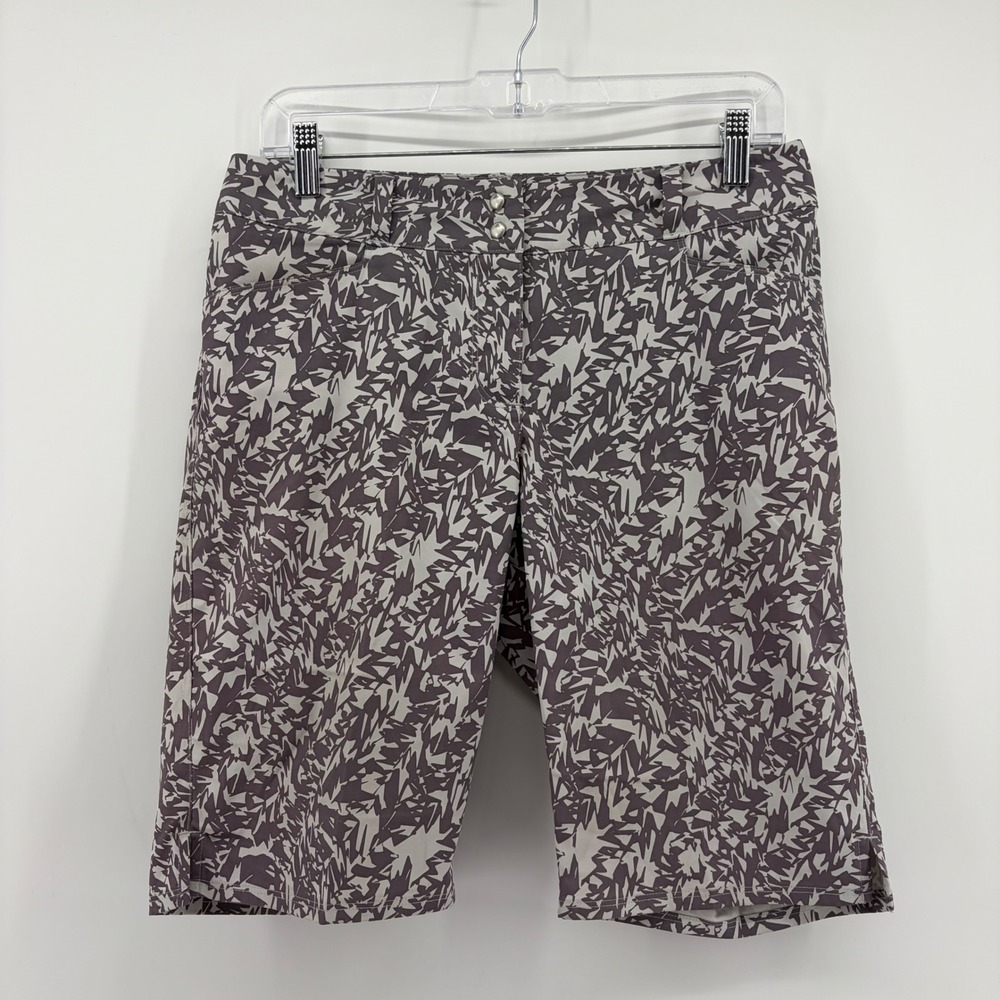 Adidas Womens 4 Grey Abstract Print Golf Bermuda Shorts Activewear Performance